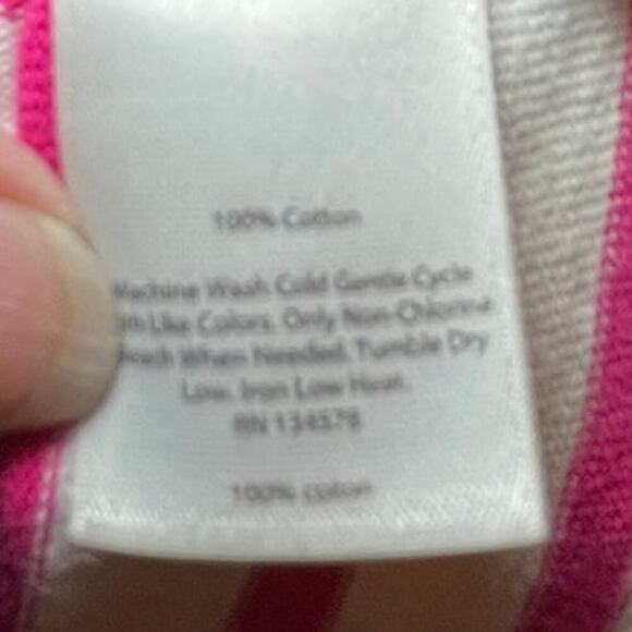 Vineyard Vines Dress Medium Pink White Stripe‎ Cotton  3 Quarter Sleeves Coastal - Picture 8 of 10